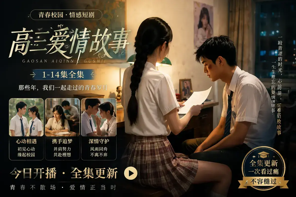 《AI 短剧高三爱情故事》高清完整版在线观看 林澈苏晚晴校园恋曲 初见心动误会虐心毕业告白
